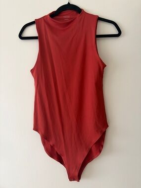 girlfriend collective Sleeveless Mock Neck Bodysuit in Red